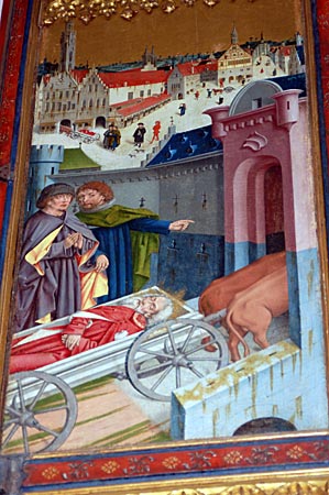 Rotheburg ob der Tauber -  altes Gemälde zeigt den Marktplatz um 1466