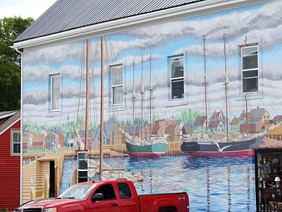 Kanada - St. Andrews - Wandgemälde von Geoff Slater in Hafennähe 
