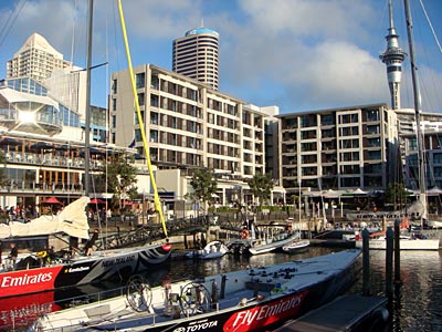 Neuseeland - Auckland - America’s-Cup-Jachten im Viaduct Harbour