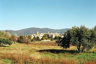 Frankreich - Provence - Grüner Gürtel: Lourmarin am Fuß des Lubéron liegt hinter Olivenhainen