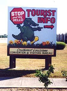 Der Alligator als Werbemaskottchen im Cajun Country