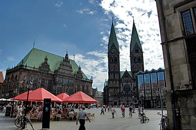 Bremen - Marktplatz mit Rathaus, Bürgerschaft und Dom