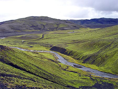 Island - schwarz-grüne Lavalandschaft