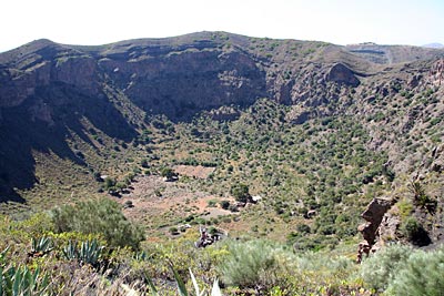 Kanarische Inseln - Gran Canaria - Blick vom Kraterrand: Die Caldera de Bandama, der Kessel eines erloschenen Vulkans, hat einen Durchmesser von mehr als 1000 Metern