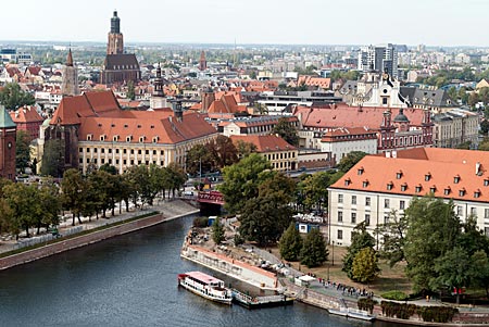 Polen - Blick vom Dom über die Altstadt von Breslau / Wroclaw