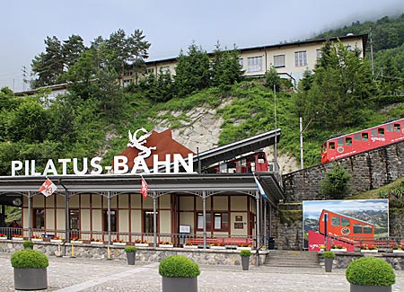 Schweiz - Vierwaldstättersee - Pilatus-Bahnhof in Alpnachstad