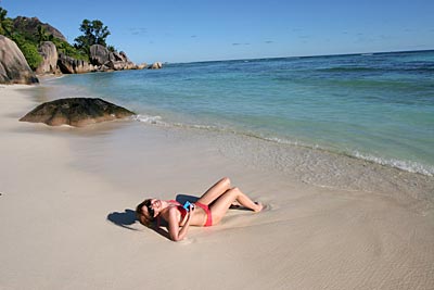 Seychellen - Strand auf der Insel La Digue