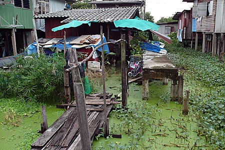 Thailand - Bangkok - Einfache Behausungen im Sumpfgebiet des Thonburi District